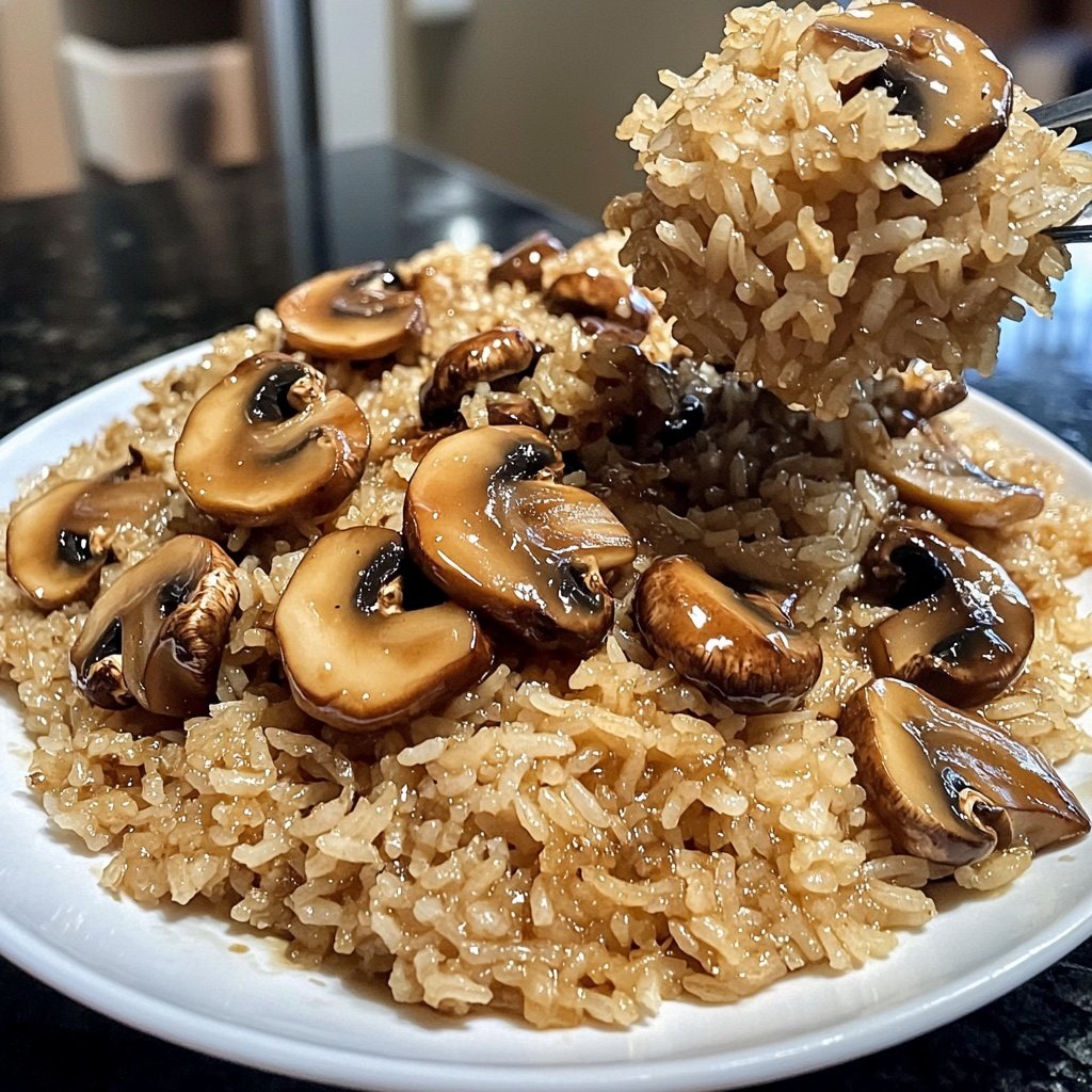 One Pot Soy Sauce Mushroom Rice