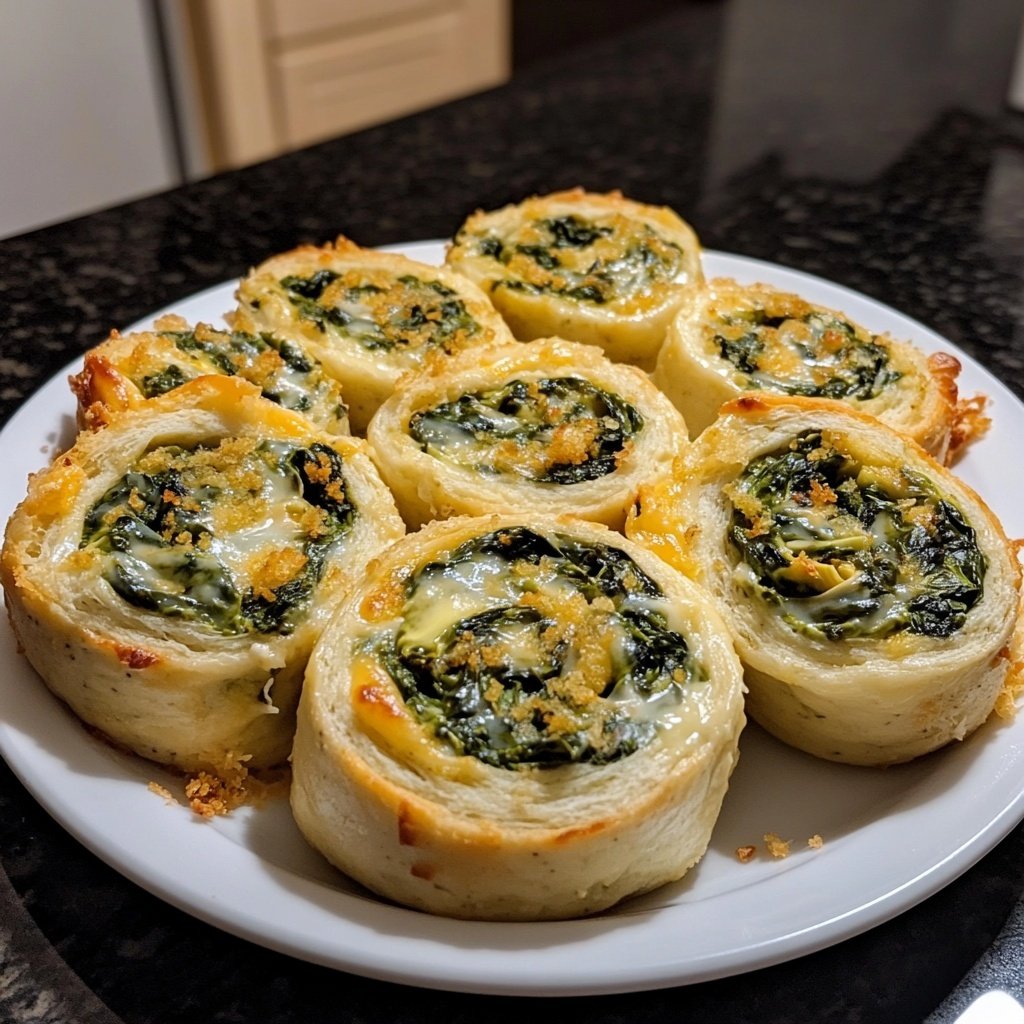 Cheesy Spinach and Artichoke Pinwheels