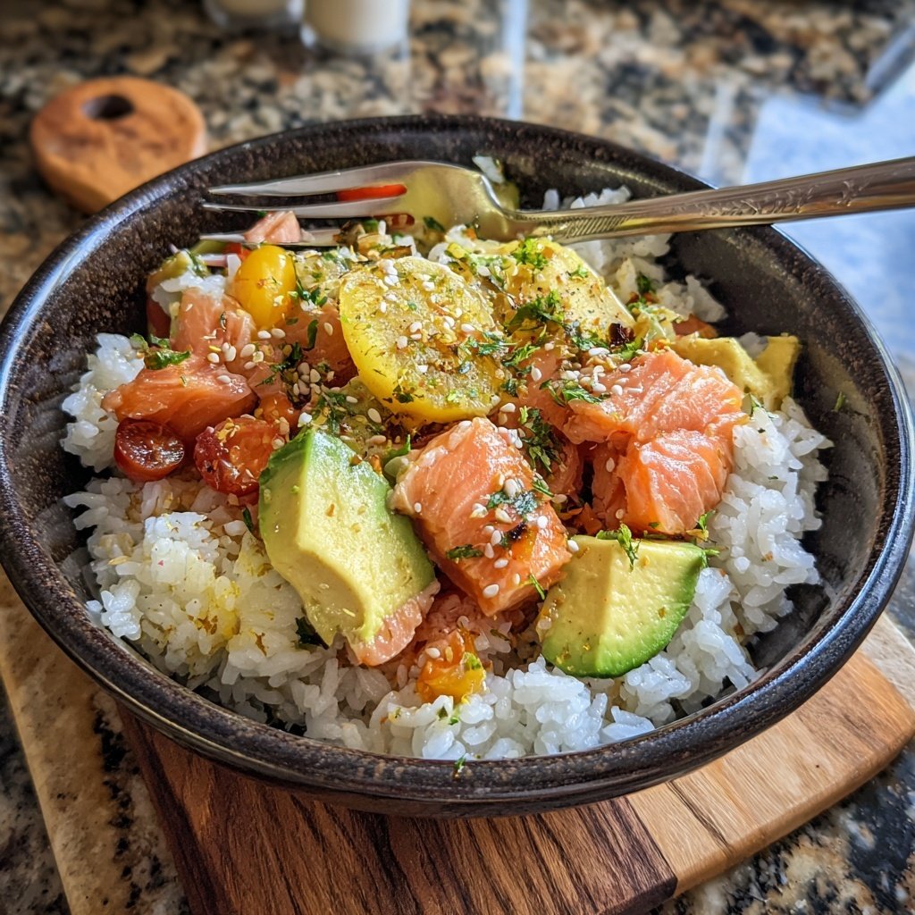 High Protein Salmon Rice Bowl