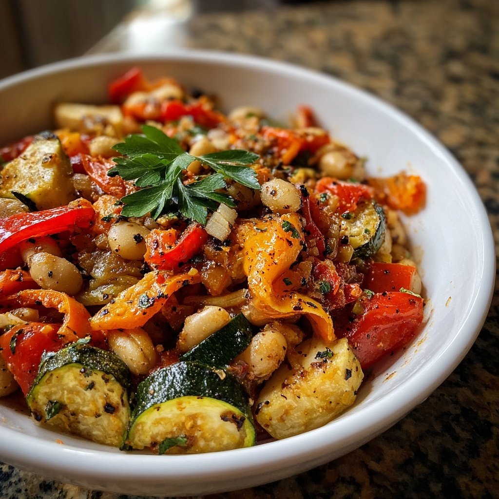Roasted Veggie White Bean Skillet