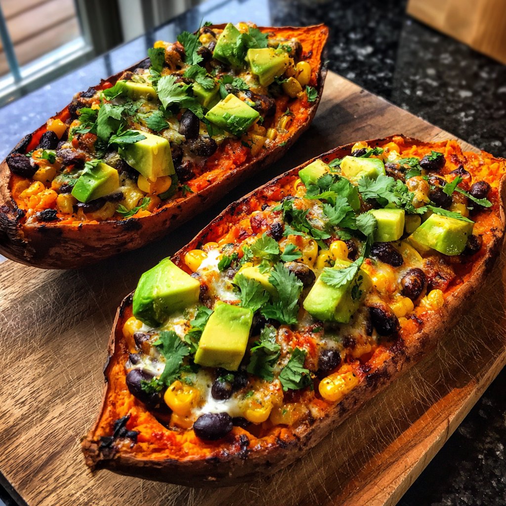 Baked Sweet Potato Veggie Boats