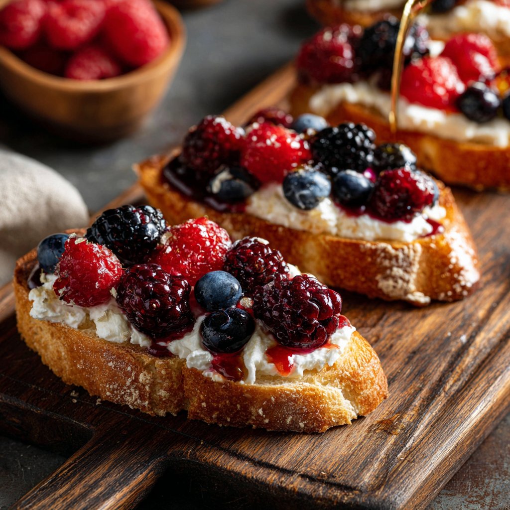 Crostini with Ricotta and Honeyed Berries